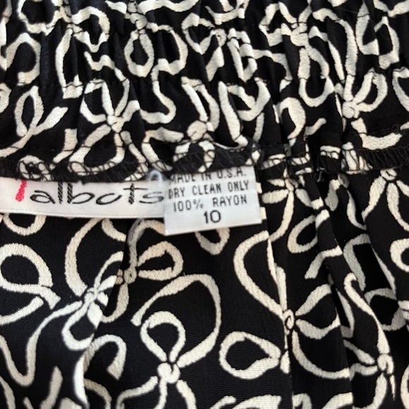 Vintage Talbots Bow Ribbon Print Rayon Midi Skirt Black White M - Picture 4 of 8